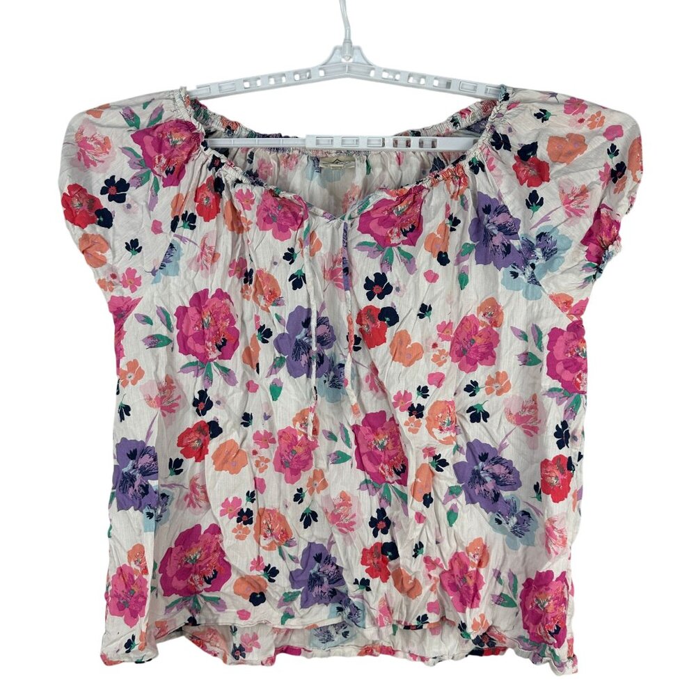 St Johns Bay Womens Floral Print Blouse Size 2X Short Sleeve Lightweight